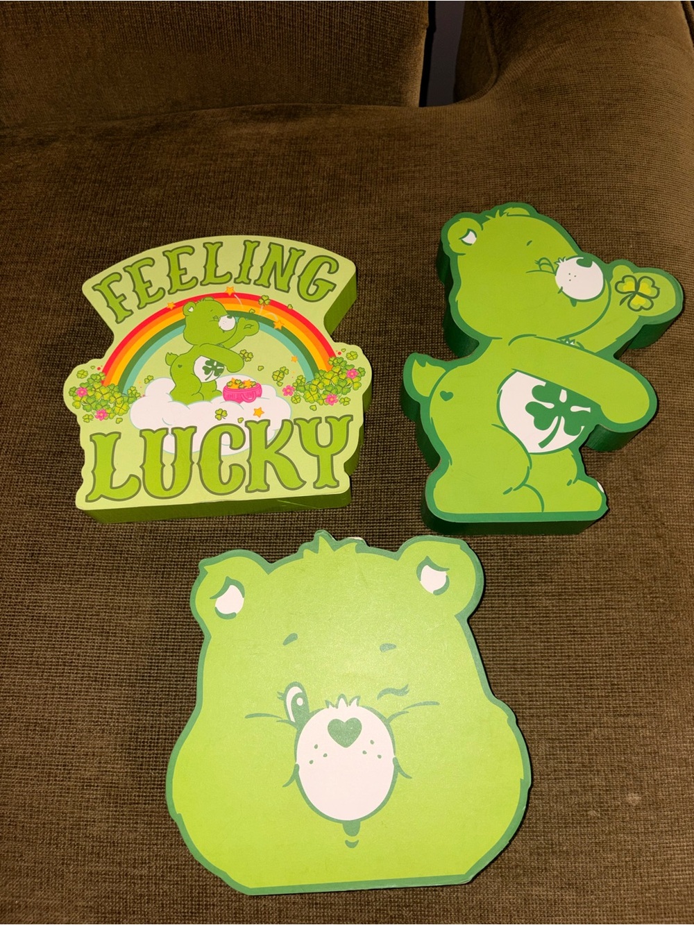 Care Bears green wooden bear wall plaque